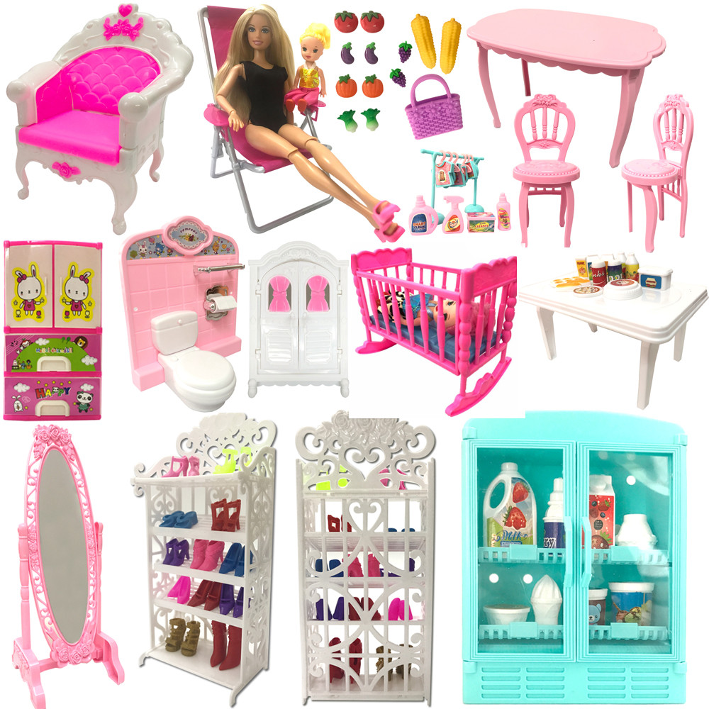 NK Mix 11.5 In Doll Toys Mirror Bed Table Kiten Fridge For 1/6 BJD Doll Accessories 1:12 Play House 