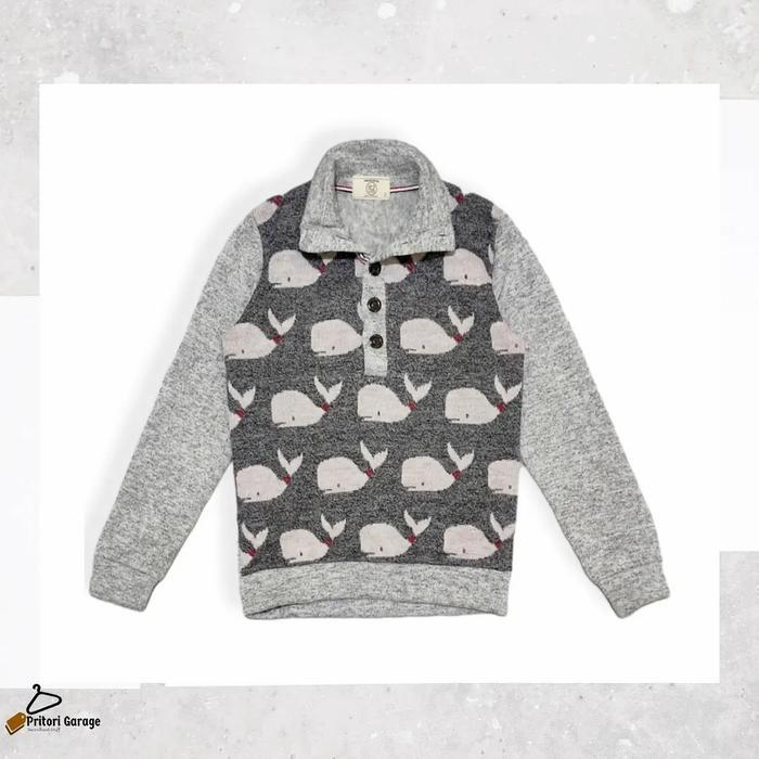 Sweater Knitwear Half Button Jacket R2 Rider Premium Whale Pattern