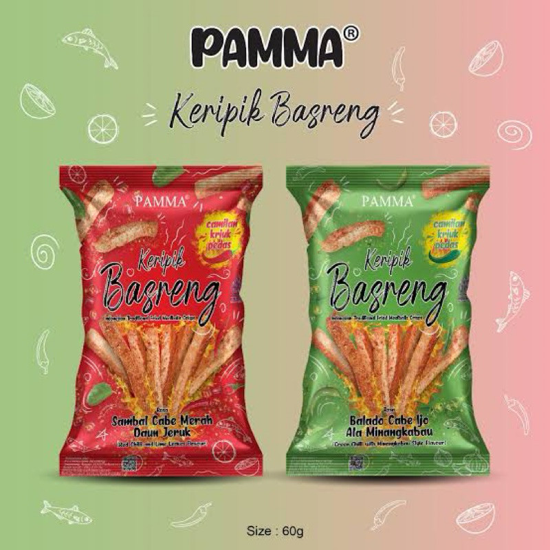 Pamma Keripik Basreng Balado Cabe Ijo Ala MinangKabau Basteng Cabe Merah