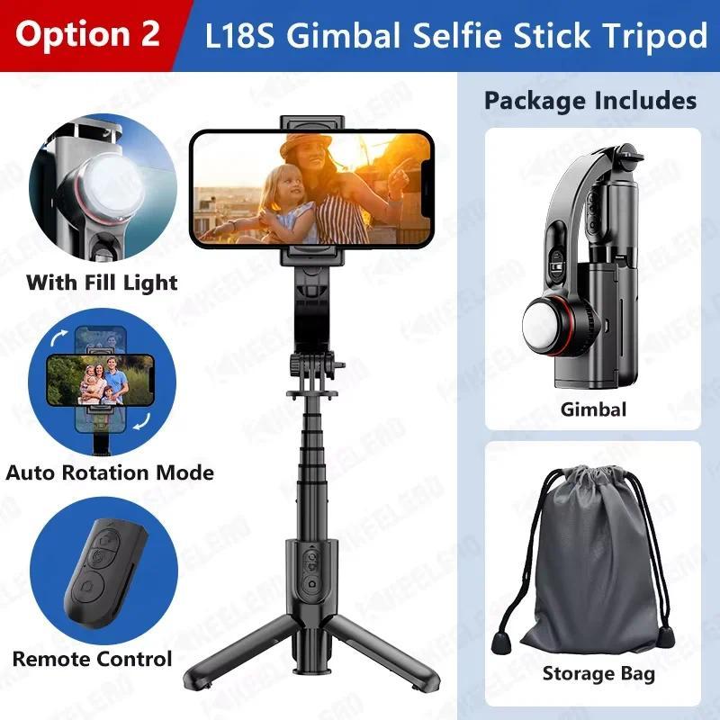 TOKQI L18s Gimbal Stabilizer Selfie Stick Tripod Extendable with Fill Light Bluetooth Wireless Remot