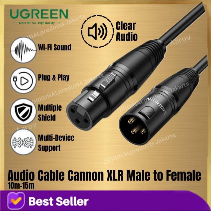 UGREEN kabel XLR male cable Microphone to karaoke ke female cable mikrofon ke mixer audio stabil spe