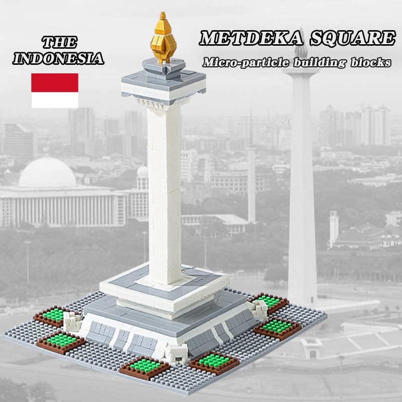 Anak-anak mengembangkan cerdas tangan DIY perakitan blok mainan monumen nasional Indonesia bata bang