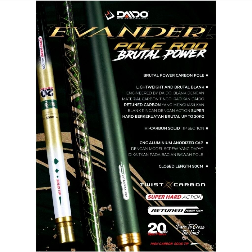 Joran Tegek Carbon Daido Evander Ruas 90cm Size 360,450,540,630