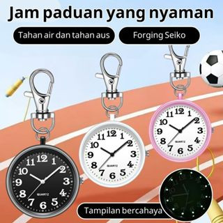 Dapat digunakan Jam kuarsa transparan baru Gantungan kunci perawat Jam saku gantungan kunci perawat 