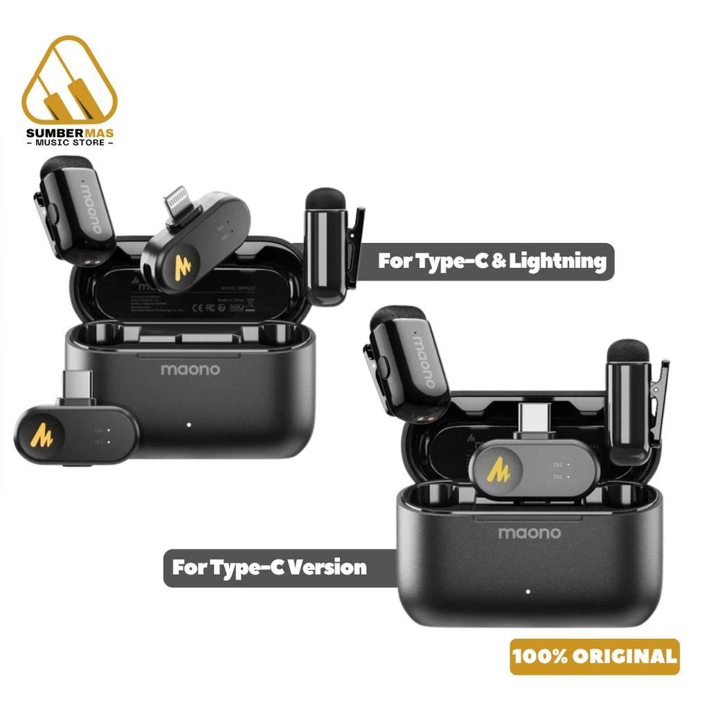 Maono T1 MINI Wireless Microphone Type-C & Lightning with Charging Case - Mic Wireless untuk Content