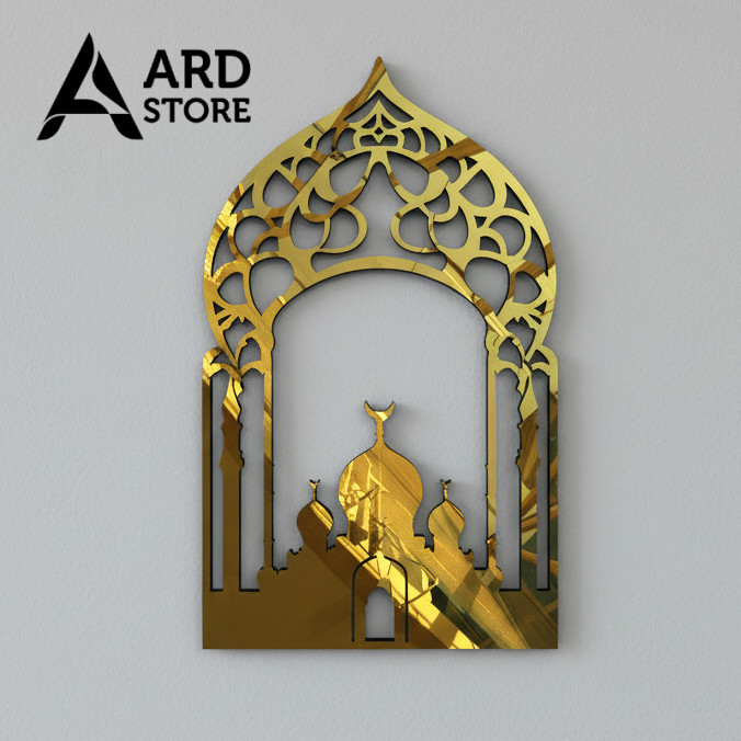 Hiasan Dinding Mihrab Akrilik Model Kubah Motif Aesthetic Musholla /Masjid Ukuran Kecil Ardstore