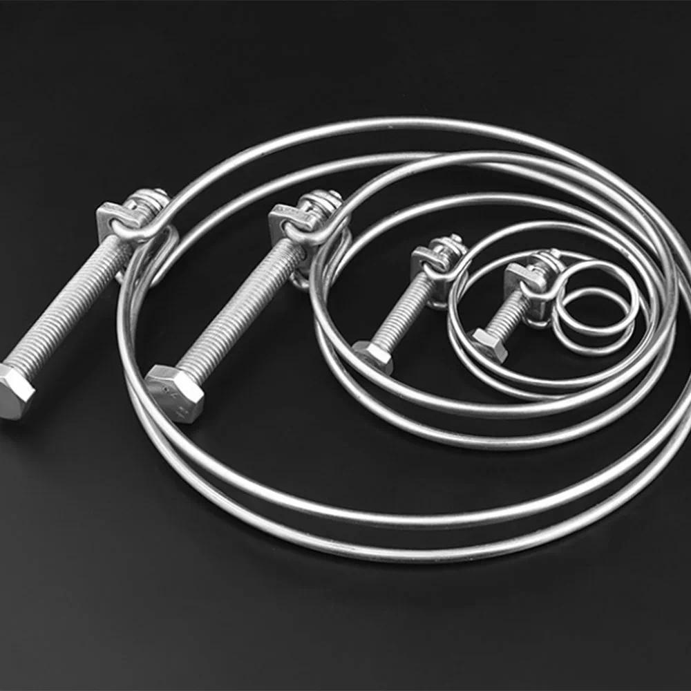 1Pcs Stainless Steel Wire Hoop, Double-Wire Hose Clamp, Heavy-Duty Clamp, Adjustable Fixing Hose Hoo