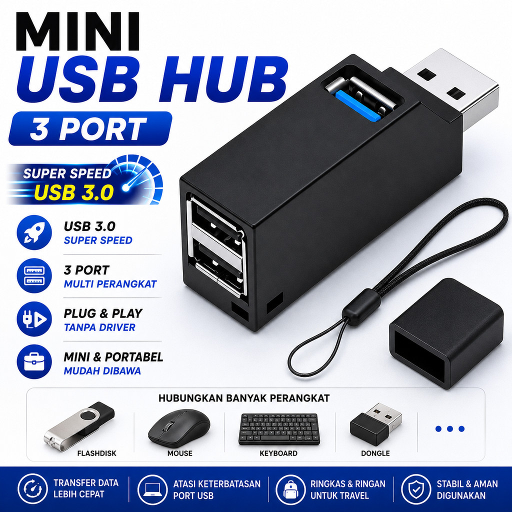 Usb Hub 3 Port Usb Hub3.0 Splitter Usb Laptop Ekstensi Usb PC Colokan Usb Cabang Mini Usb Hub Murah 