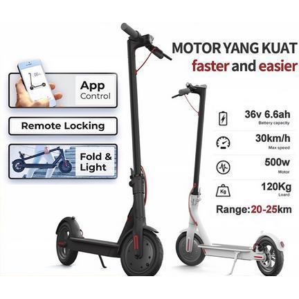 Skuter Sekuter Listrik Elektrik Lipat Dewasa Baterai Tahan Lama IMPORT - Hitam