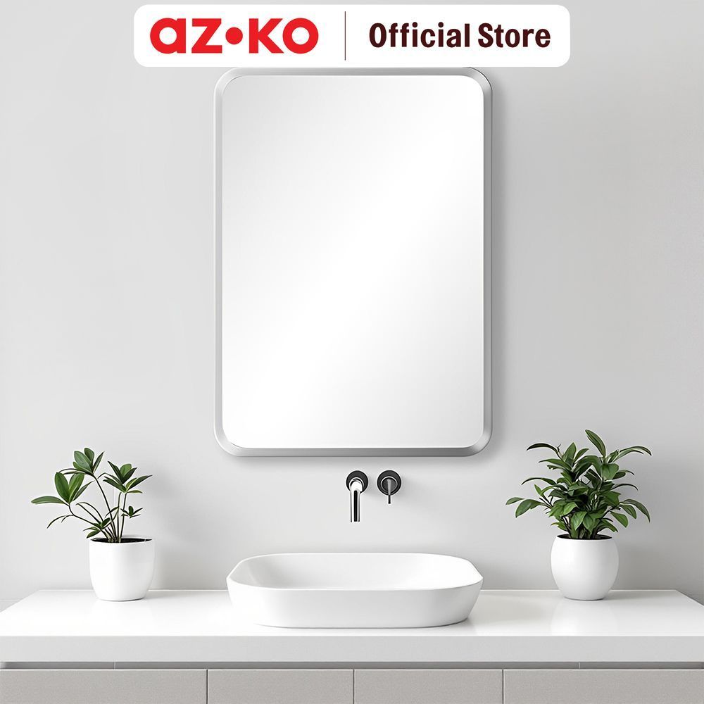 AZKO Fosa 70x50 cm Bevel Cermin Dinding 5 Mm Od-A008 Wall Mirror Kaca Dinding Persegi Panjang Dekora