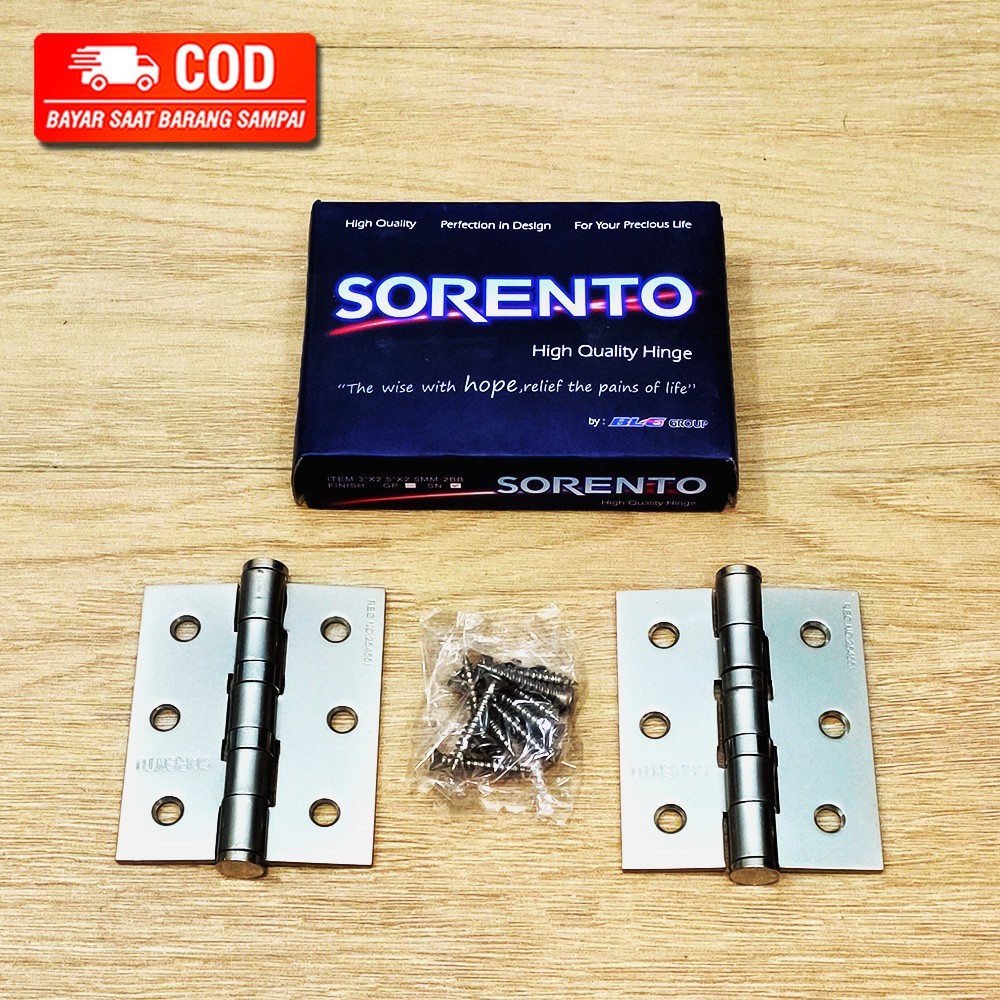 ENGSEL SORENTO 3 INCH UNTUK PINTU / LEMARI / JENDELA ANTI KARAT DAN ASLI STAINLESS