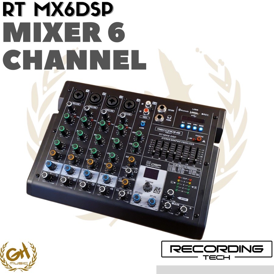 PROFESSIONAL 6 CHANNEL AUDIO RECORDING MIXER RT MX6 DSP MX6DSP
