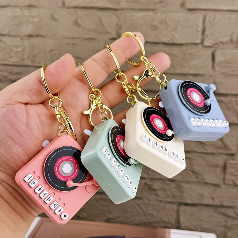 Mini Creative CD Player Music Keychain Toy Record Player Music Player Exquisite Small Pendant