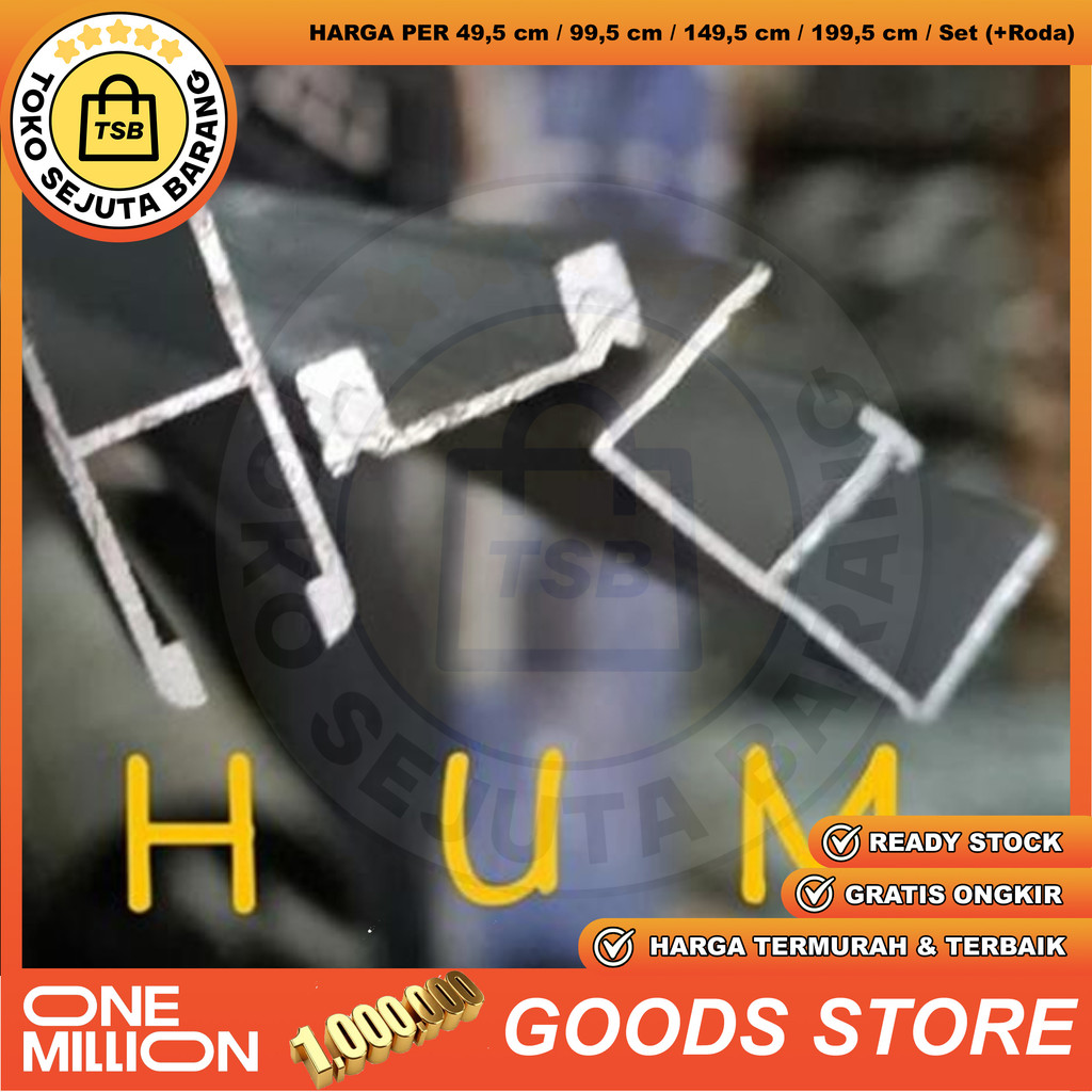 Rel Etalase Alumunium H U M Cokelat Coklat Per Meter + Roda Rel Kaca Showcase Lemari Etalase Alumini