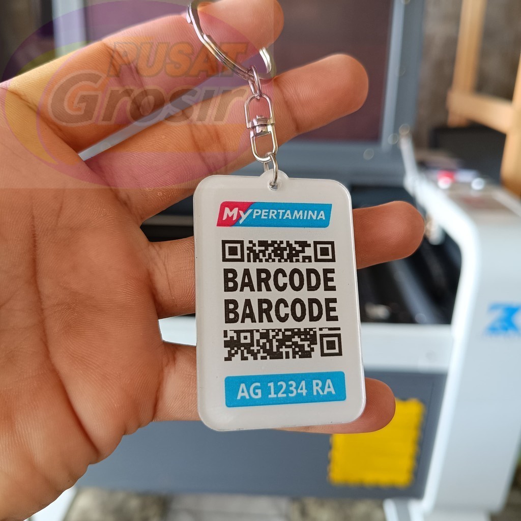 Kartu My Pertamina ukuran KTP / bahan akrilik / Gantungan kunci custom barcode My Pertamina / Cetak 