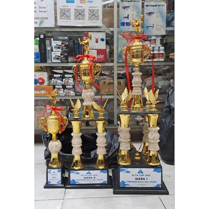 trophy Piala set 4kaki marmer volley bola voli 1 set