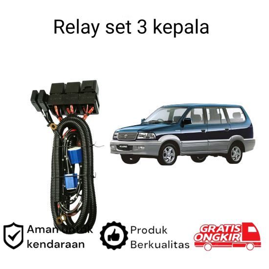 Relay Set Lampu Utama LED H4  Mobil Toyota kijang kapsul LGX LSX KRISTA 1997 2004 Koko