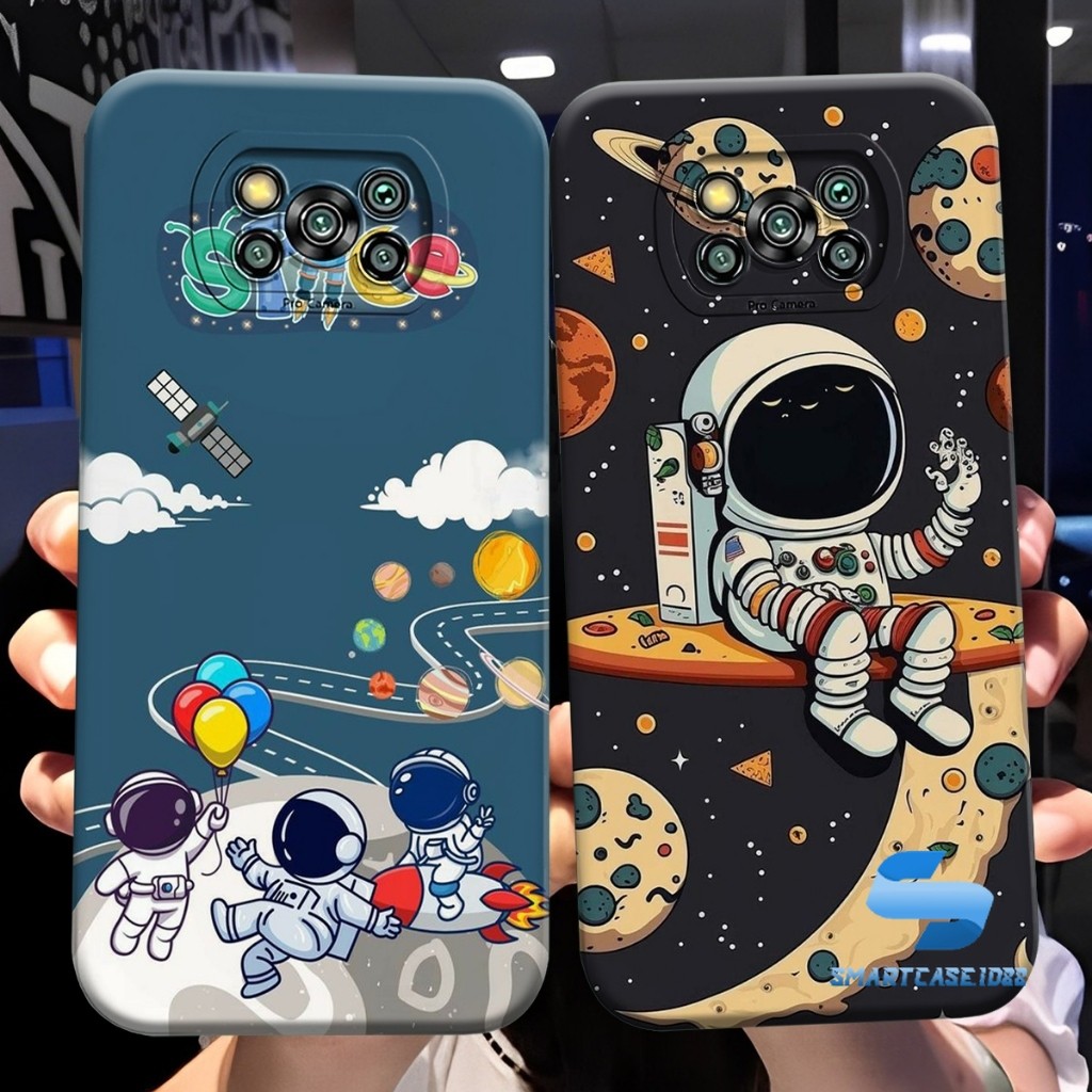 Case POC* X3/X3 PRO/X3 NFC Motif Astronot Keren - Casing Hp - Kesing Keren - Case Kekinian - Case Te