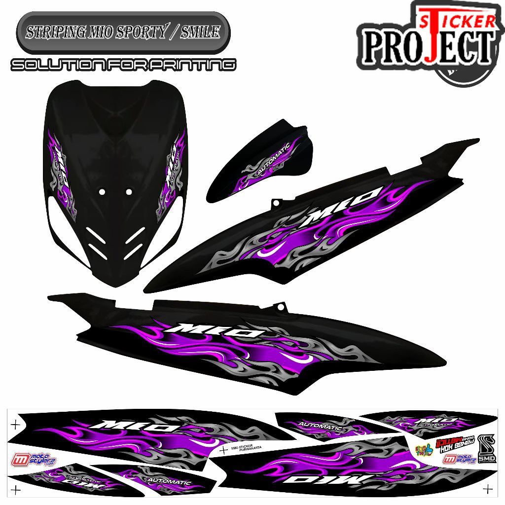 STRIPING STICKER API UNGU VARIASI YAMAHA MIO SPORTY / MIO SMILE NON TRANSPARAN 1