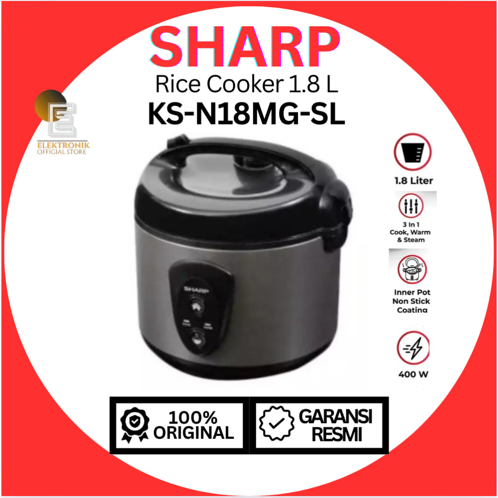 SHARP RICE COOKER 1.8 Liter KS-N18MG-SL / KSN18MG MAGIC COM/MAGIC COM KSN18MGSL/100% ORIGINAL