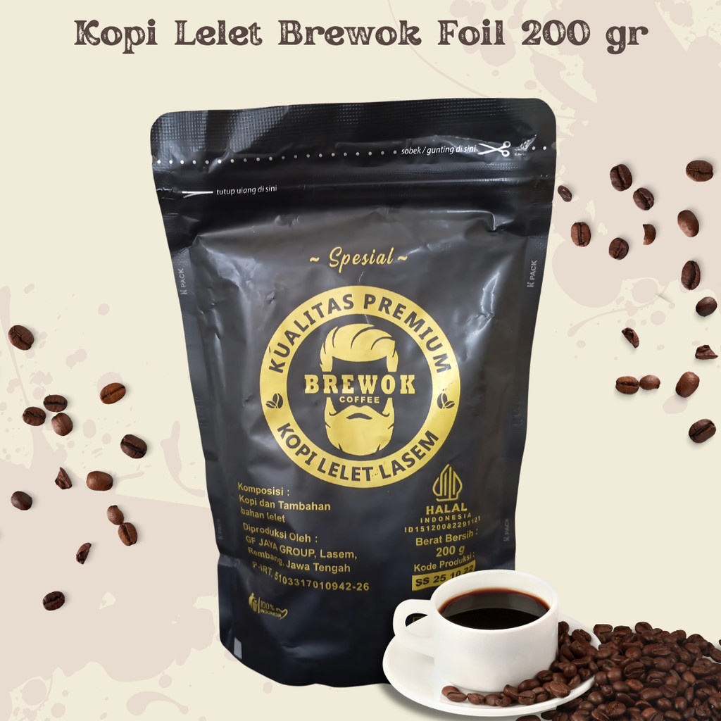KOPI LELET BREWOK FOIL 200 gr / Kopi Lelet Lasem Rembang Robusta Coffee Asli Lasem Khas Rembang