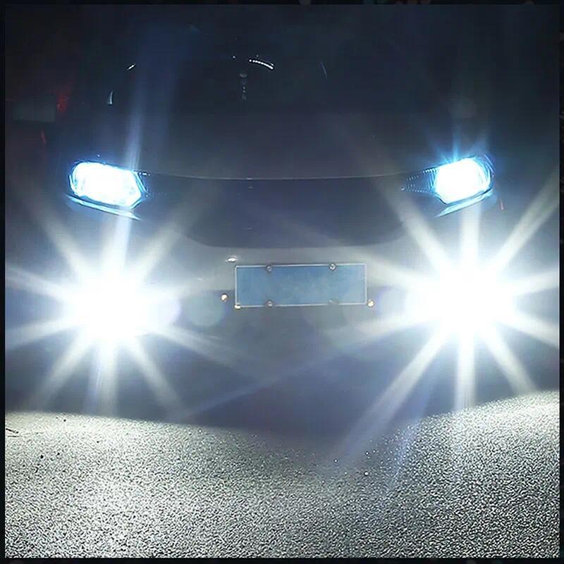 2 Buah Lampu Kabut LED H1 LED H3 LED 4014 Chips 45SMD Lampu Bohlam Lensa 12V Lampu Mobil Super Teran