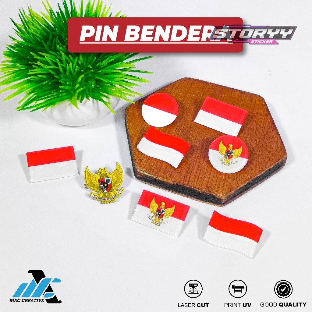 [PIN AKRILIK] BENDERA MERAH PUTIH BULAT - GARUDA PANCASILA VARIAN WARNA - PIN BROS AKSESORIS SOUVENI