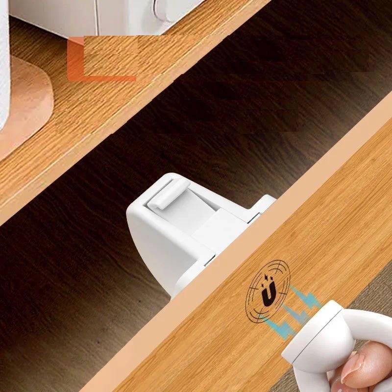 Invisible Magnetic Cabinet Lock Child Baby Safety Lock Anti-Opening Furniture Drawer Door Latch Safe