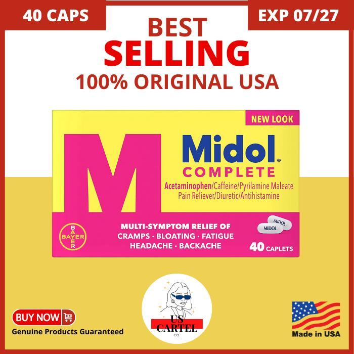 MIDOL Complete Menstrual Period Symptoms Relief 40 Caplets USA - Exp 04/2027