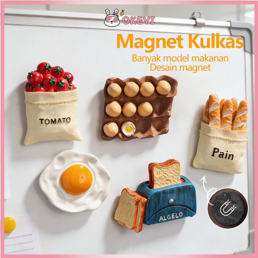 OKEYI Magnet Tempelan Kulkas Bentuk Makanan Sticker Magnet Kulkas Lucu  Makanan Magnet Kulkas Kreati