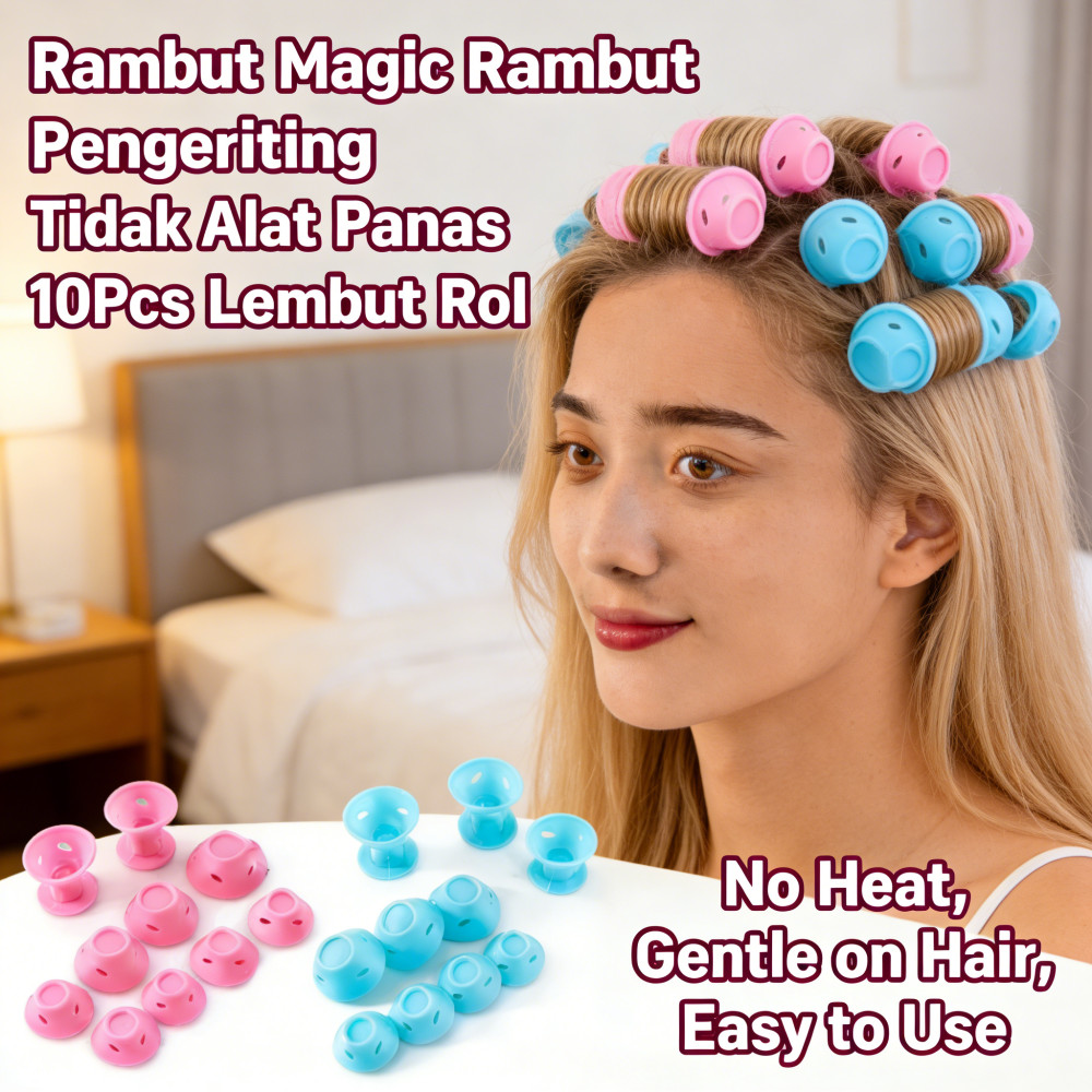 Rambut Tidak Panas Pengeriting Magic Alat Rambut Rambut 10Pcs Lembut Rol