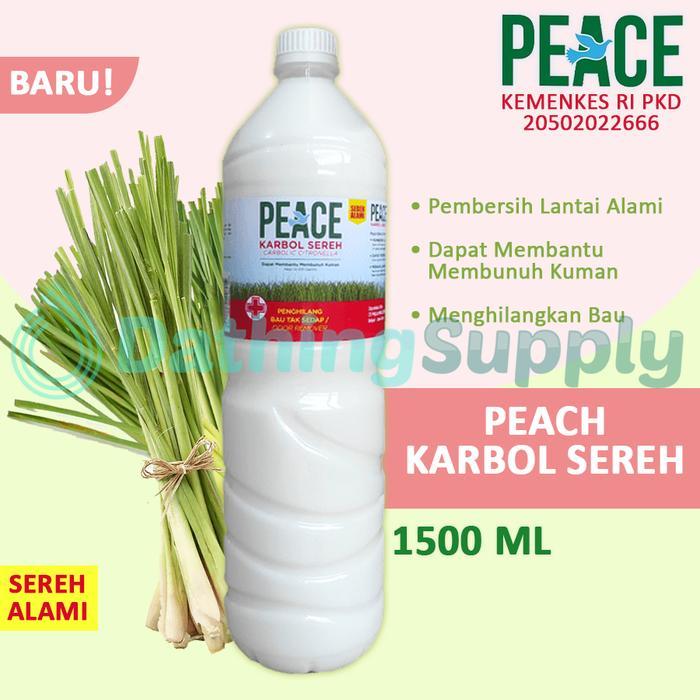 Peace Karbol Sereh 1500 ML Botol 1.5 Liter / Cairan Pembersih Lantai 1500ml Aroma Minyak Serai