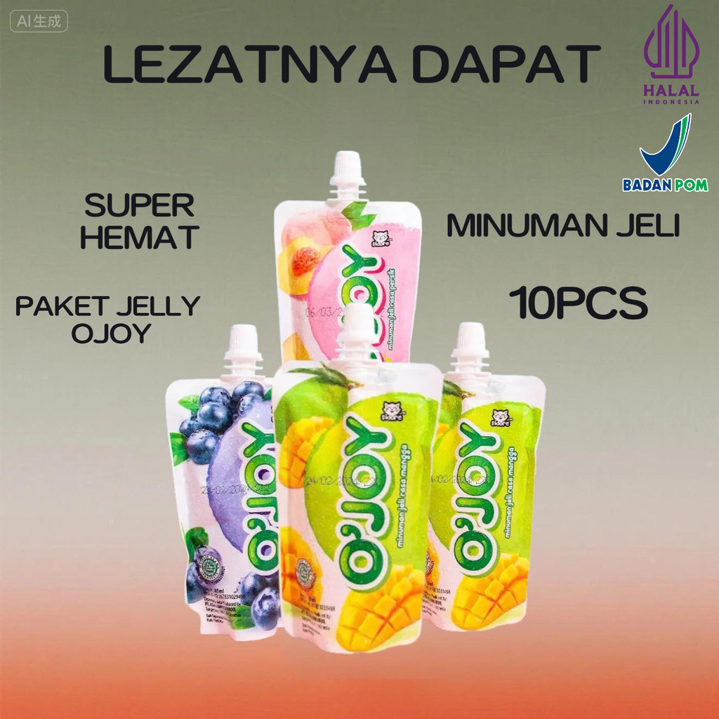 PAKET OJOY 10PCS MINUMAN JELLY OJOY ISI 10 PCS Peach Blueberry Jeli  Food Mangga Strawberry ojoy LEZ