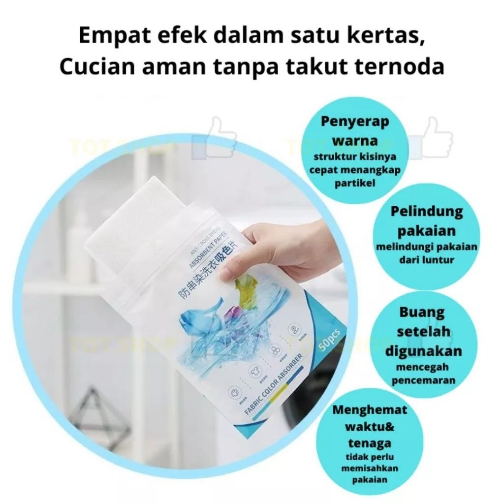 SBY | 30Lbr | Kertas Penyerap Warna Anti Luntur Noda Kotoran Pakaian Mesin Cuci | Penyerap Warna Ant