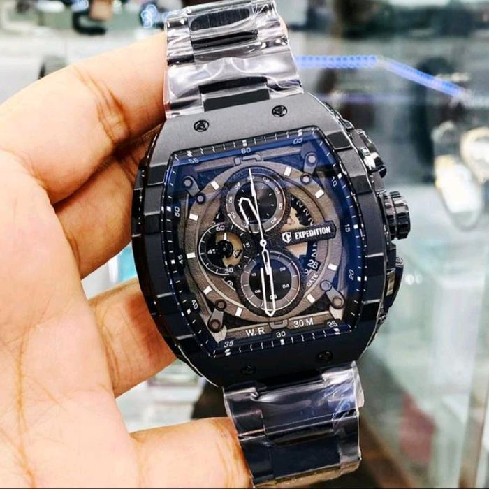JAM TANGAN PRIA EXPEDITION E6782 E6782 EXP6782 BLACK STAINLESS ORIGINAL-BLACK - black