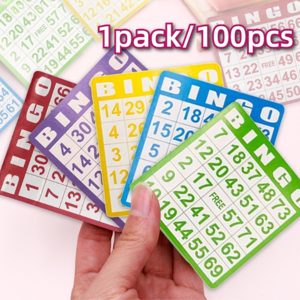100PCS  Kartu Bingo / Bingo Card / Kartu Bingo Ukuran Besarard Set Kartu Bingo Ukuran Besar 5 Warna 