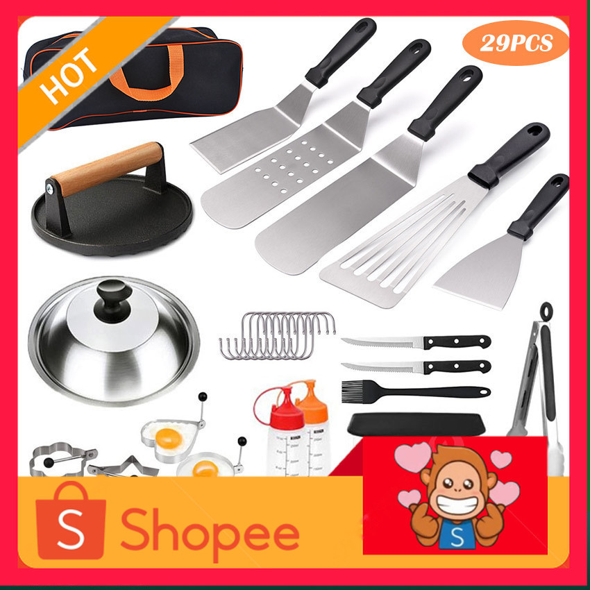 29Pcs/Paket lengkap Wajan datar Roti Bakar Kebab Burger BBQ untuk kompor panggangan roti bakar isi b