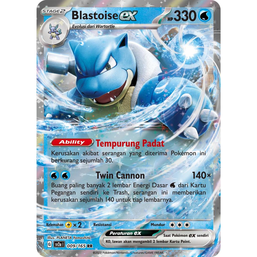 TCG Blastoise EX RR 009/165 Holo SV2a KARTU CARD POKEMON INDONESIA