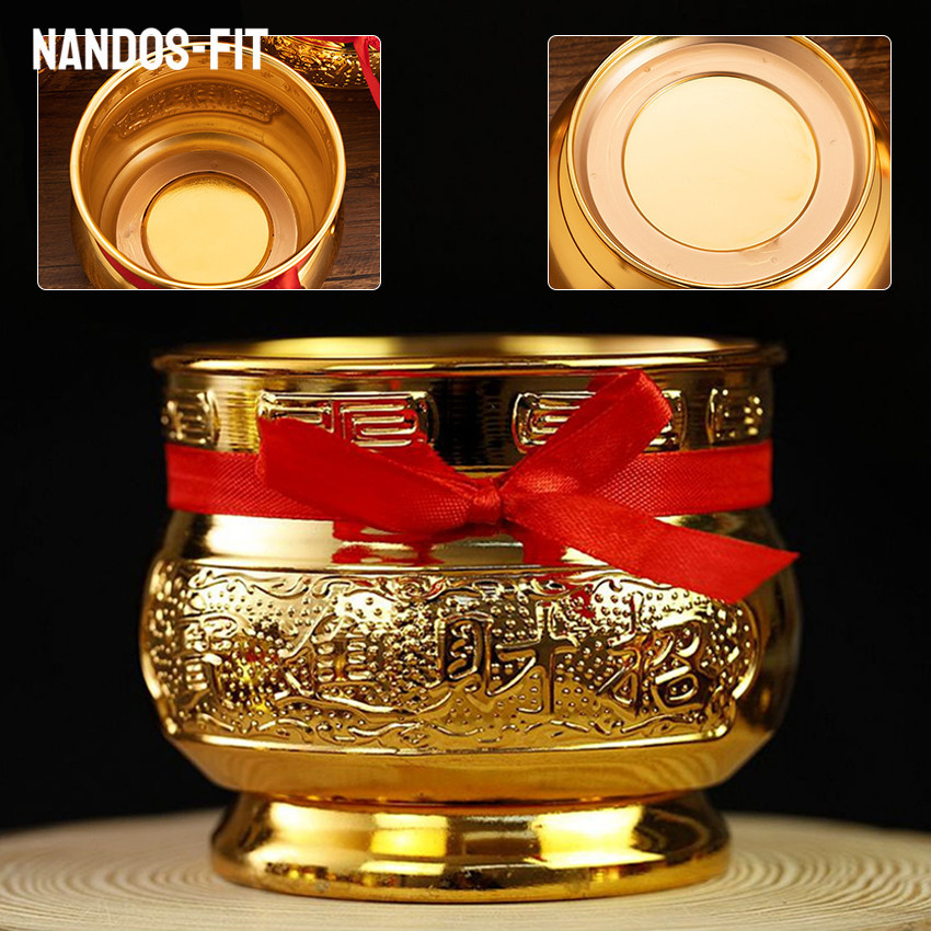 NANDOS-FIT Tempat Hio Emas Kuningan 3.5" 5" / Pembakar Dupa Bulat / Hiolo Fengshui Keberuntungan / B