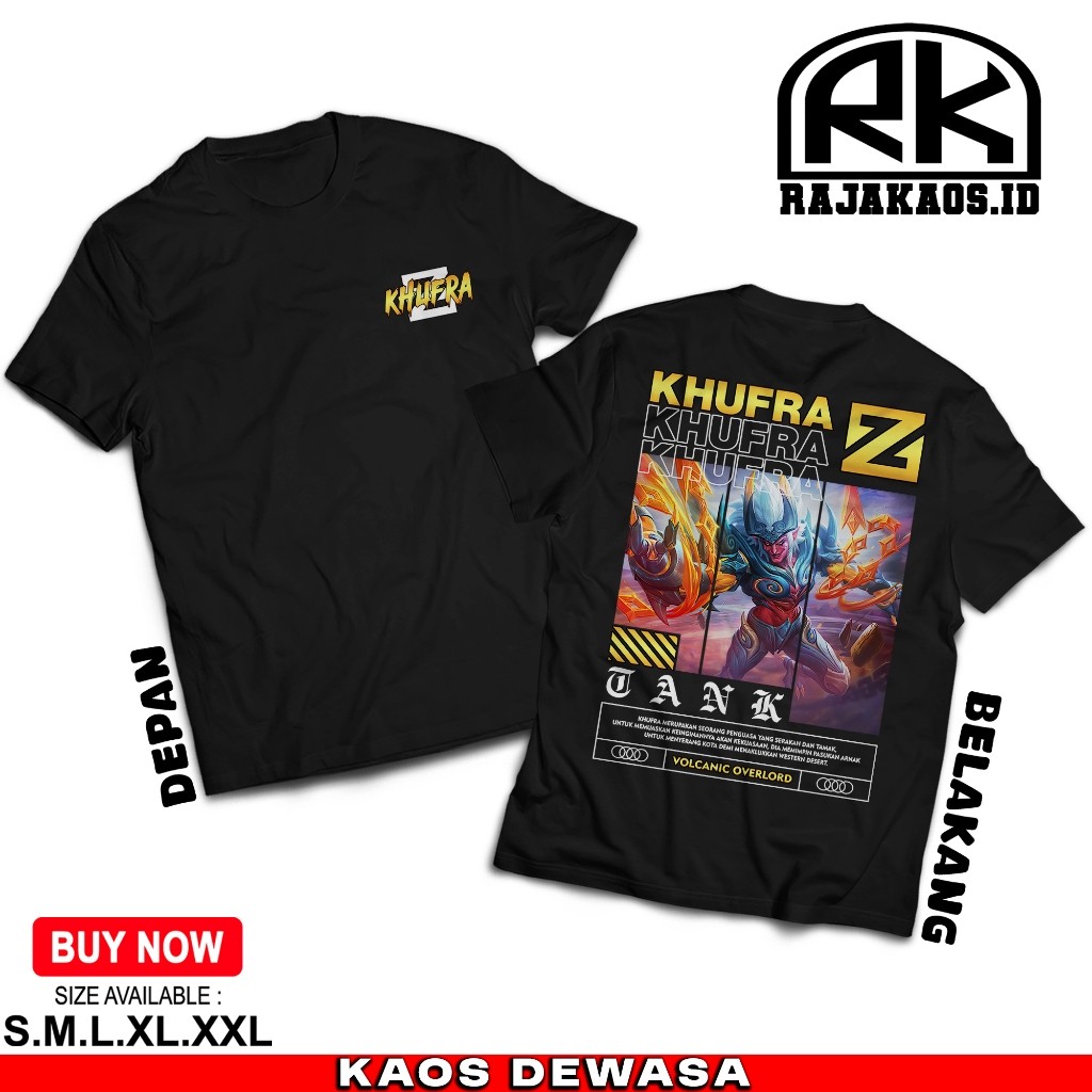 RAJA KAOS MOBILE LEGEND KHUFRA VOLCANIC OVERLORD  - KAOS KHUFRA TANK - KAOS ML VIRAL - COMBED 30S