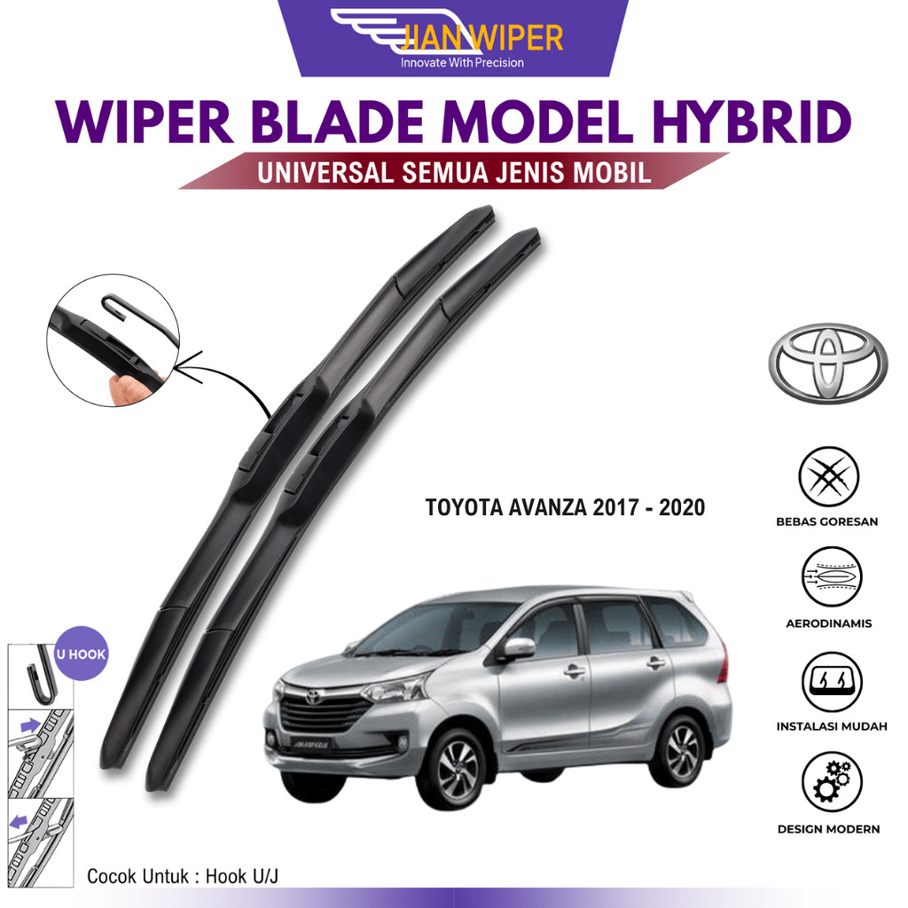 Wiper Mobil Toyota Avanza 2017-2020 Tipe Hybrid Satu Pasang Kiri Kanan