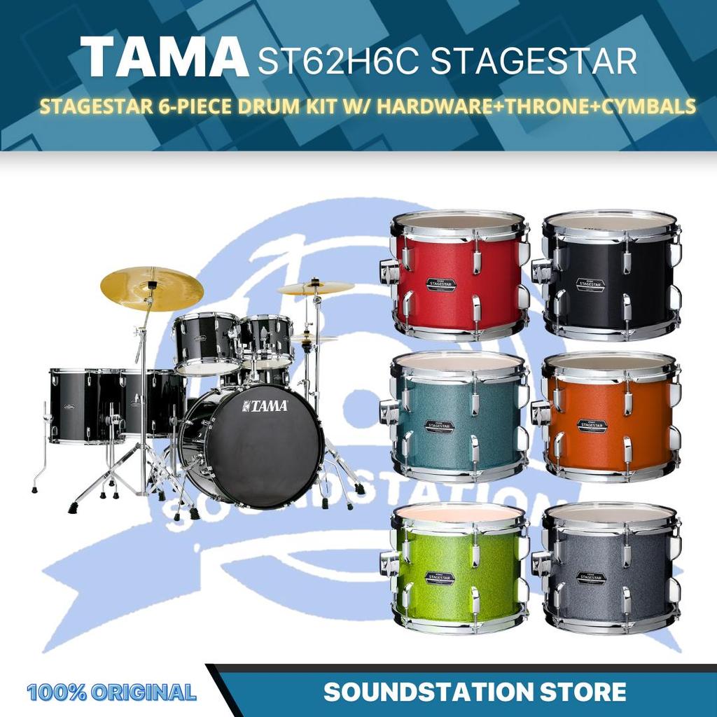 TAMA ST62H6C STAGESTAR 6-PIECE DRUM KIT W/ HARDWARE+THRONE+CYMBAL - Akustik Drum Set Lengkap