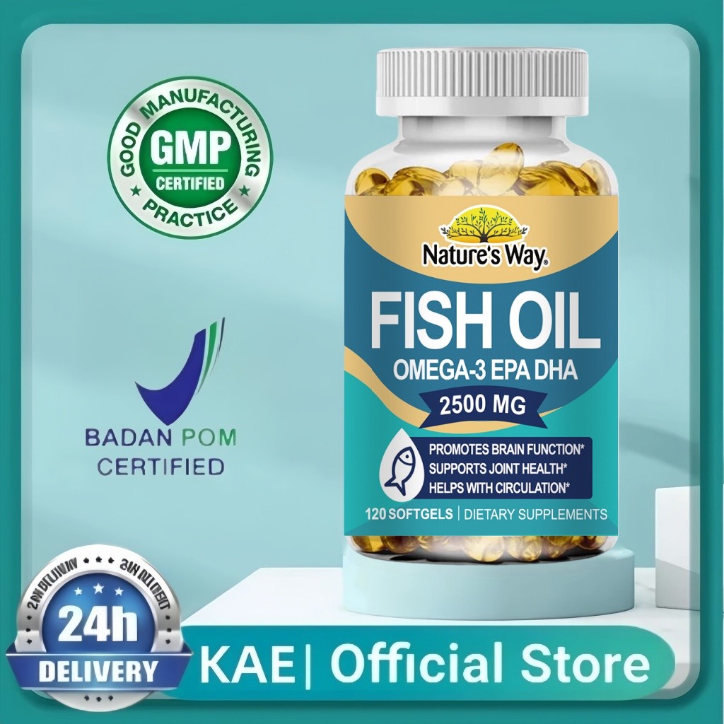 Nature's Way Omega 3 Fish Oil Minyak Ikan 2500mg kapsul- EPA DHA Tingkat Tinggi untuk Jantung & Otak