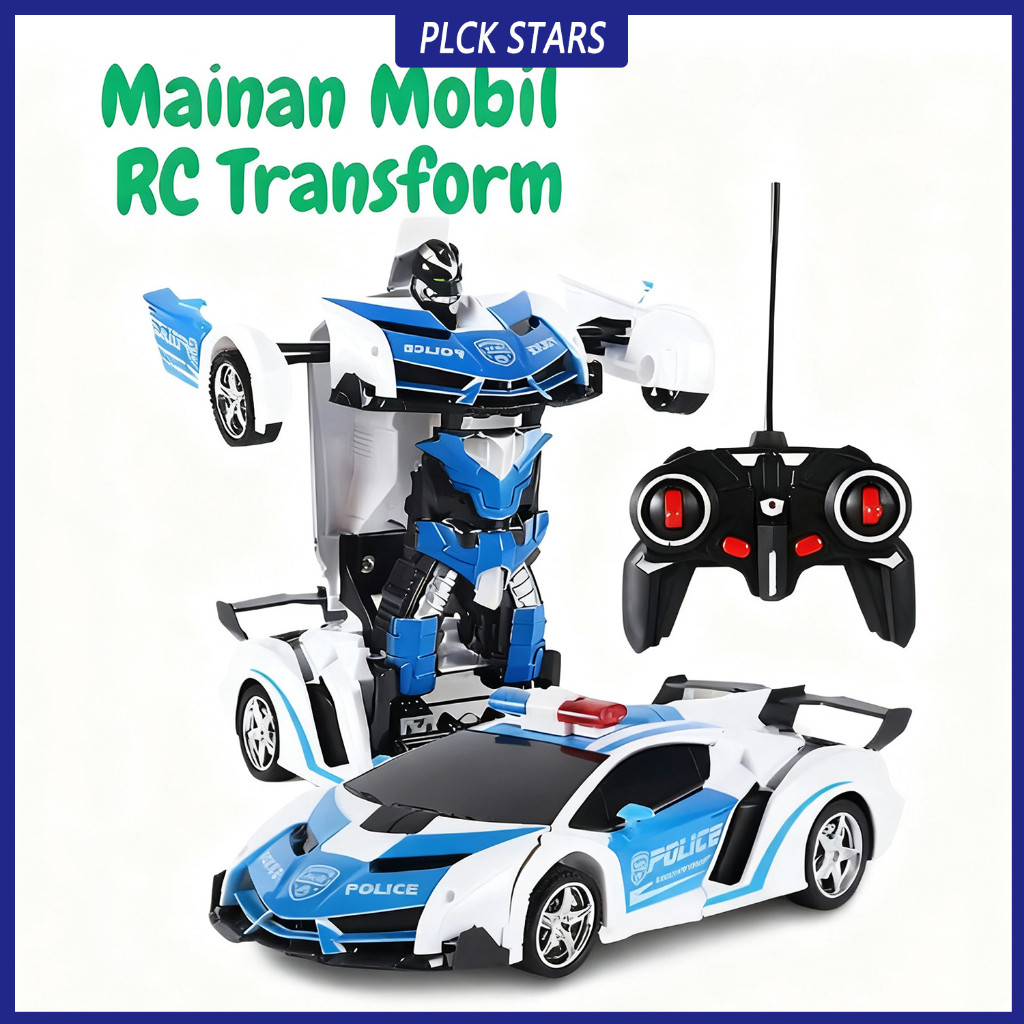 JAMIN MURAH PICK STARS RC mobil polisi jadi robot remote control mainan Mobil Remot kontrol Robot Tr