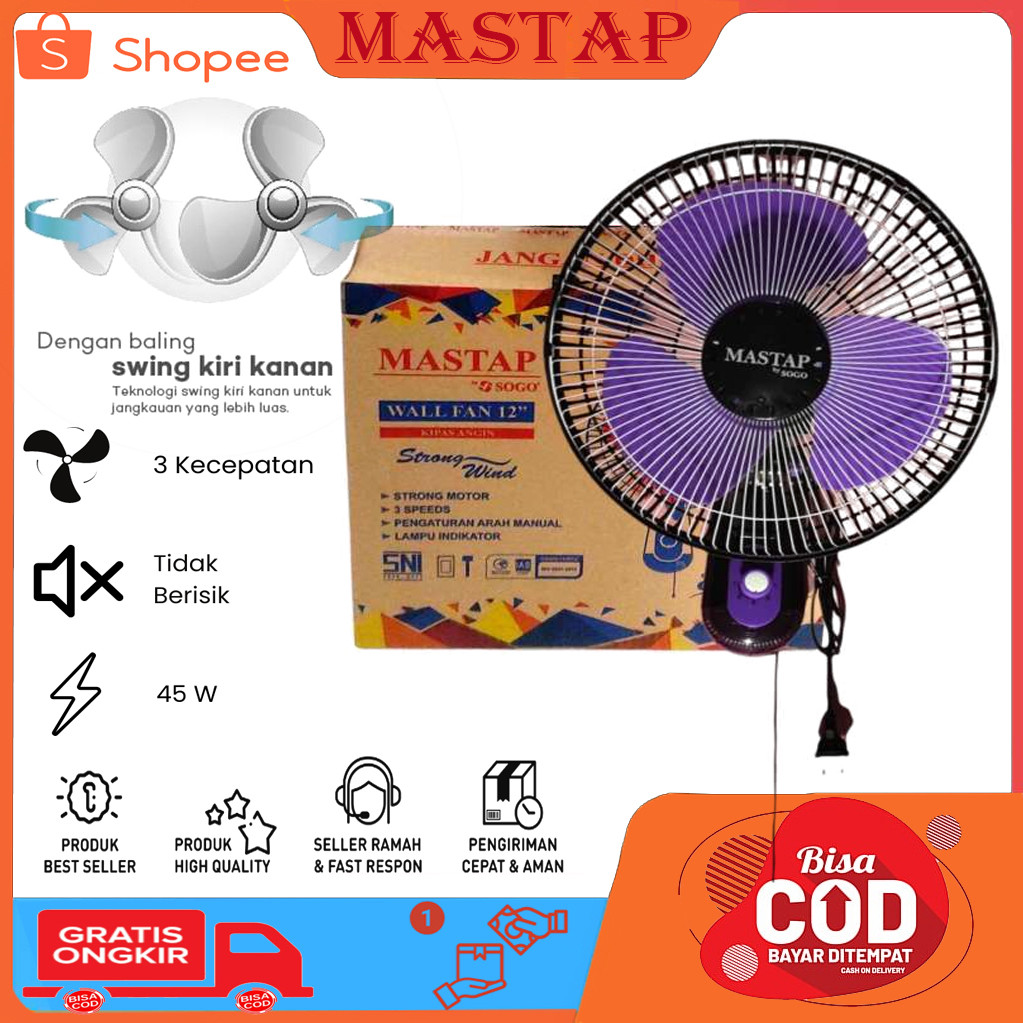 Kipas angin dinding/wall fan Mastap by Sogo 12 inch