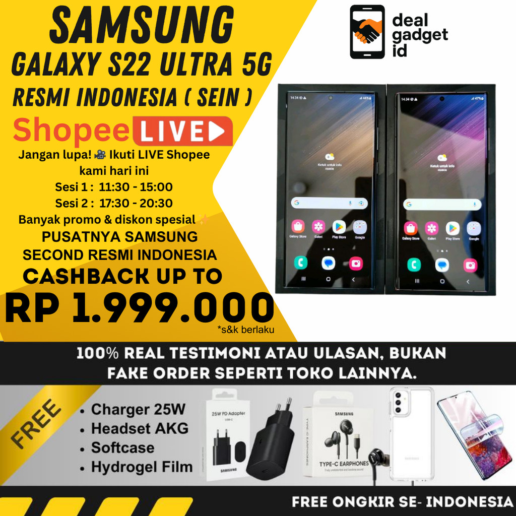 SEIN Samsung Galaxy S22 Ultra & S21 Ultra 5G 12/512GB 12/256GB 8/128GB 16/512GB Second Original