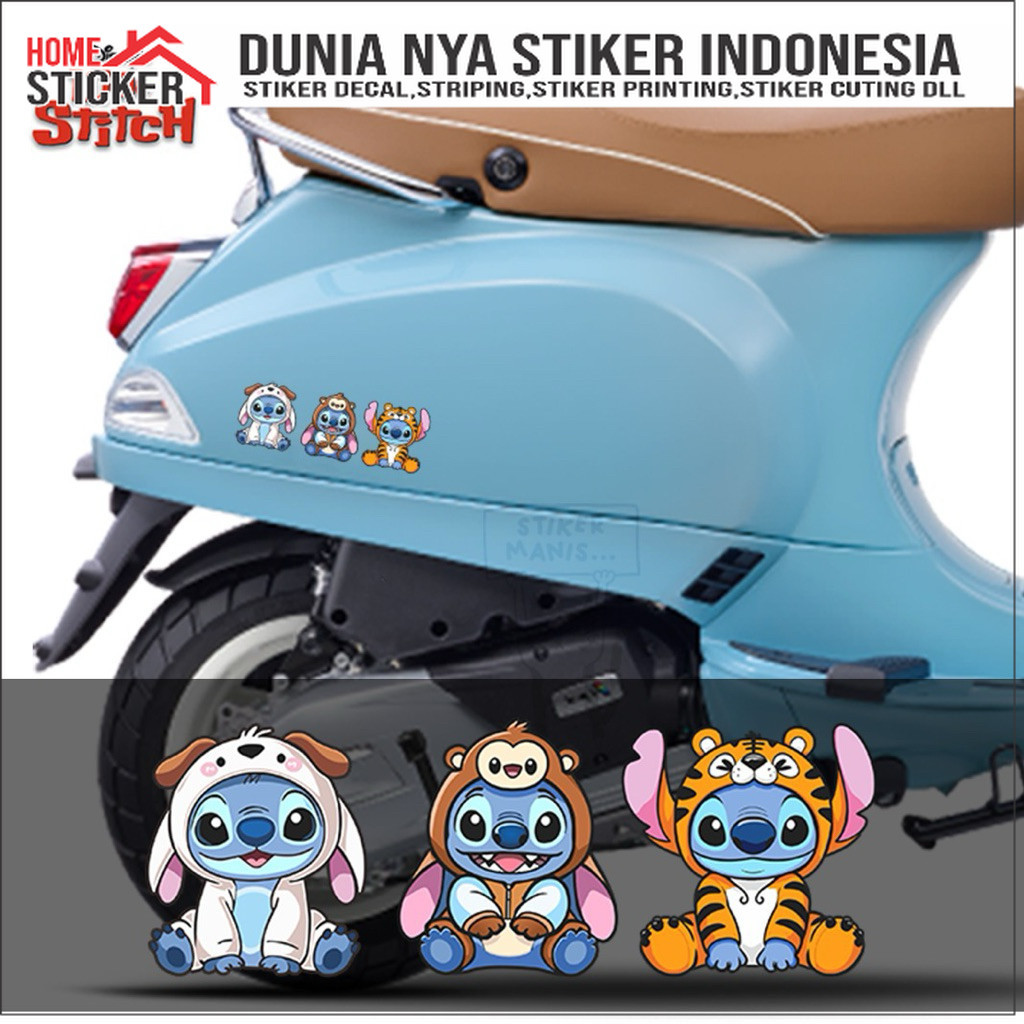 Stiker Set Stitch Stiker Motor Vespa Stylo Scoppy Stiker Mobil Vinyl Anti Air