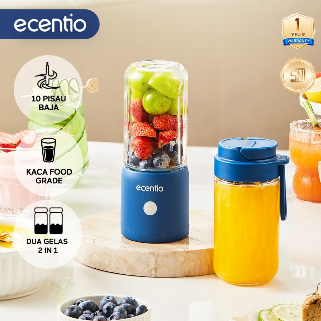 ecentio juicer portable 10 pisau juicer buah tanpa ampas 380ml+380ml blender jus buah juicer hand bl