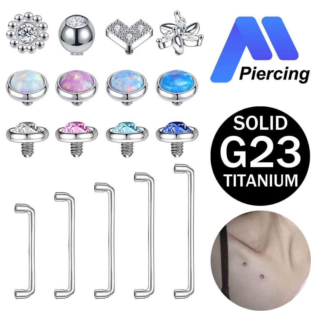 1 Buah 12-20mm Dermal Anchor Internally Thread Micro Dermal Piercing Crystal G23 Titanium Skin Pierc