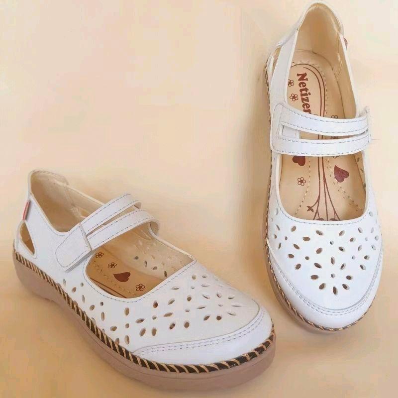 Sepatu Sandal Wanita Jumbo big size Slip-On Murah Sol Karet Aulia 05 velcro solCoklat